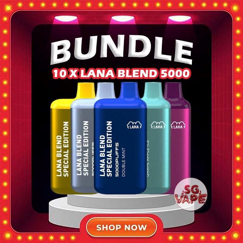10 X LANA BLEND 5K PUFFS DISPOSABLE Package Include : 10 X LANA BLEND 5K PUFFS DISPOSABLE FREE DELIVERY The LANA BLEND 5000 Cheaper Set in our Singapore Store - SG VAPE JJ Ready Stock , Get it now with us and same day delivery ! Lana Blend Special 5000 Puffs Vape is a compact and stylish disposable vape kit that offers a convenient and satisfying vaping experience, it is perfect for those who prefer a simple yet stylish look. One of the standout features of the Lanabar 5000 is its flavor options. The device offers a range of flavors to choose from, each with its own unique taste profile. The flavors are well-balanced and do not contain any harsh or irritant ingredients, making for a smooth and enjoyable vaping experience. Whether you prefer sweet, fruity, or menthol flavors, the the Lanabar 5000 has something for everyone. Specifications : Puff : 5000 Puffs Nicotine : 3% Capacity : 13ml Battery : 850mAh Charging : Rechargeable with Type C ⚠️LANA BLEND 5K DISPSOABLE FLAVOUR LIST⚠️ Aloe Yogurt Mango Peach Ice Strawberry Mango Ice Grape Apple Ice Grape Honey Grape Bubblegum Double Mint Chrysanthemum Tea Ice Lemon Tea Sea Salt Lemon Tie Guan Yin Yakult SG VAPE COD SAME DAY DELIVERY , CASH ON DELIVERY ONLY. ORDER BEFORE 5PM , SAME DAY NIGHT SLOT 20:00 PM – 23:00 PM RECEIVED PARCEL. TAKE BULK ORDER /MORE ORDER PLS CONTACT US : SGVAPEJJ VIEW OUR DAILY NEWS INFORMATION VAPE : SGVAPEJJ