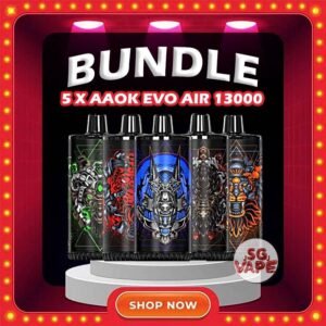 5 X AAOK EVO AIR 13K / 13000 PUFFS DISPOSABLE - SG VAPE JJ Get 5 pcs X AAOK EVO AIR 13K / 13000 DISPOSABLE with amazing price! FREE DELIVERY AAOK EVO AIR 13K / 13000 is a disposable vaping device known for its high puff count of 13000 and features such as a Type-C rechargeable port and an 800mAh battery. This device offers a convenient and long-lasting vaping experience, making it popular among vapers who prefer disposables with extended usage times. Discover out signature Apple Pie flavor, alongside popular options like AAOK 13000 Banana Vanilla Custard , Grape Apple Ice , Pineapple Colada , Pear Watermelon , Strawberry Vanilla , and Oat Milk . For those craving extra sweetness, you can also enjoy Root Beer or Sirap Bandung flavors. Specification : Nicotine: 5% Puffs: 13000 Puff Battery Capacity: 600mAh Capacity: 17ml Charging Interface: Type-C ⚠️AAOK EVO AIR 13000 AVAILABLE FLAVOUR⚠️ Apple Pie Banana Vanilla Custard Candy Guava Mint Grape Apple Ice Oat Milk Pineapple Colada Pear Watermelon Root Beer Sirap Bandung Strawberry Vanilla SG VAPE COD SAME DAY DELIVERY , CASH ON DELIVERY ONLY. ORDER BEFORE 5PM , SAME DAY NIGHT SLOT 20:00PM – 23:00PM RECEIVED PARCEL. TAKE BULK ORDER /MORE ORDER PLS CONTACT US : SGVAPEJJ VIEW OUR DAILY NEWS INFORMATION VAPE : SGVAPEJJ